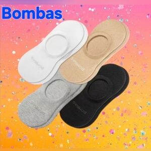 Bombas 4 Pair No Show Socks BNWT White/Black/Gray/Beige Medium Lightweight